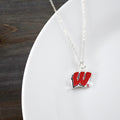 Wisconsin Badgers Silver Fan Necklace by Fan Frenzy Gifts
