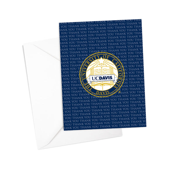 Fan Frenzy Gifts UC Davis Aggies Officially Licensed Blue Script Thank You Card 10-pack