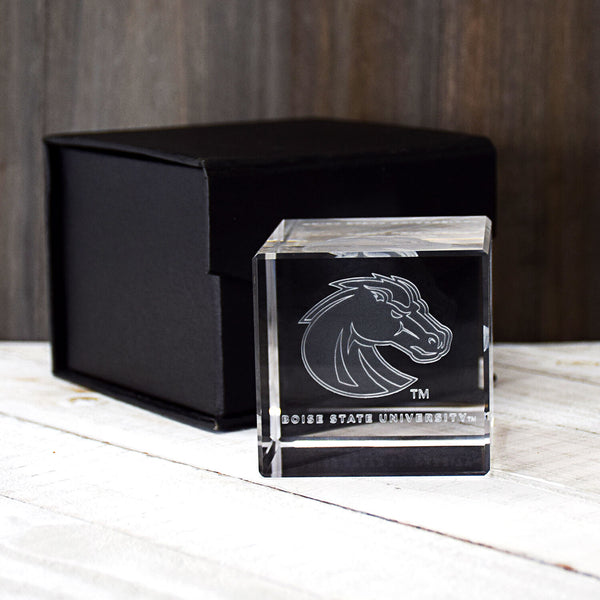 Fan Frenzy Gifts Boise St. Broncos Officially Licensed Laser Engraved Crystal Cube