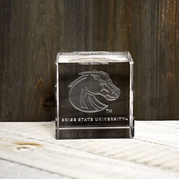 Fan Frenzy Gifts Boise St. Broncos Officially Licensed Laser Engraved Crystal Cube