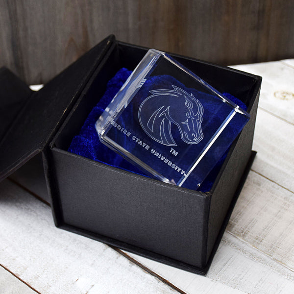 Fan Frenzy Gifts Boise St. Broncos Officially Licensed Laser Engraved Crystal Cube