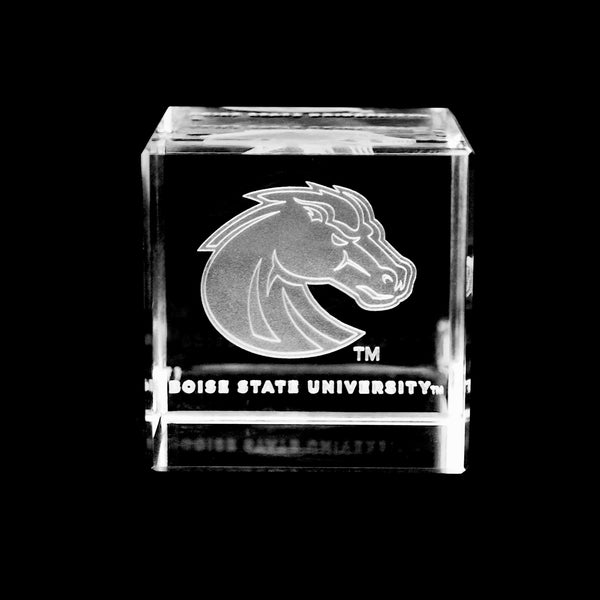 Fan Frenzy Gifts Boise St. Broncos Officially Licensed Laser Engraved Crystal Cube
