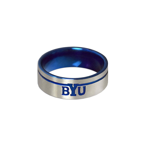 Fan Frenzy Gifts BYU Cougars Officially Licensed Astro Stainless Steel Ring Size 8