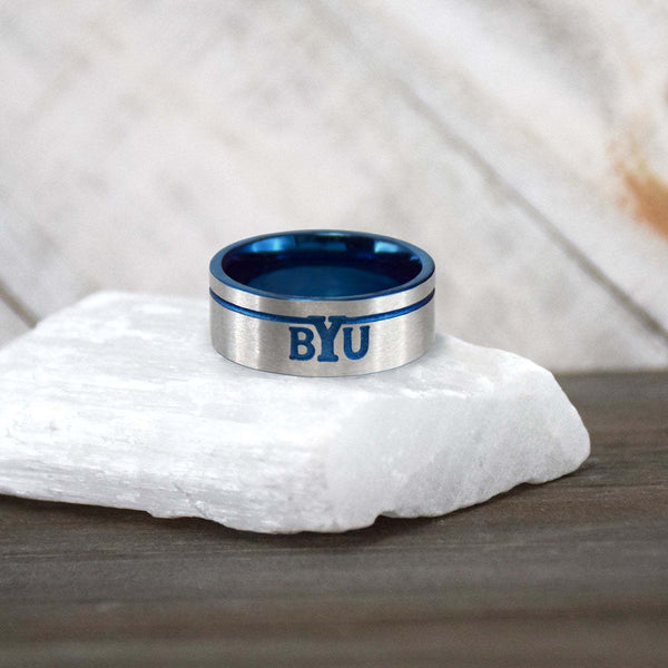 Fan Frenzy Gifts BYU Cougars Officially Licensed Astro Stainless Steel Ring Size 8