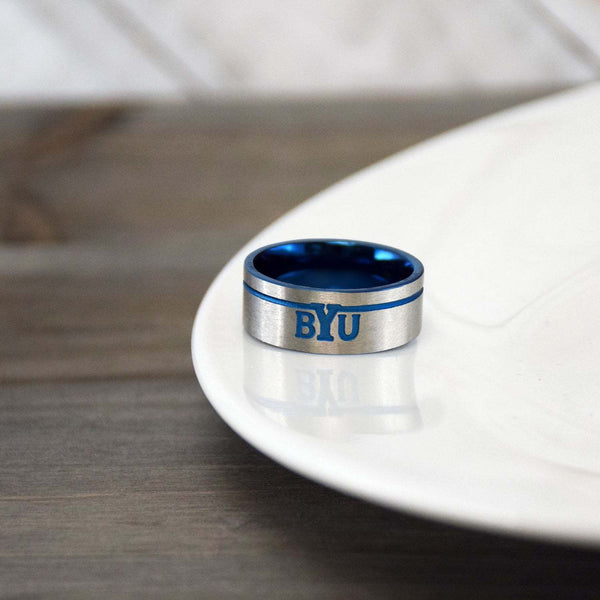 Fan Frenzy Gifts BYU Cougars Officially Licensed Astro Stainless Steel Ring Size 8