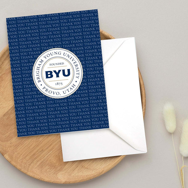 Fan Frenzy Gifts BYU Cougars Officially Licensed Blue Seal Thank You Card 10 Pack