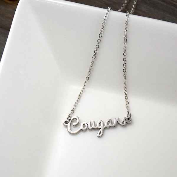 Fan Frenzy Gifts BYU Cougars Officially Licensed Laser Cougars Script Necklace