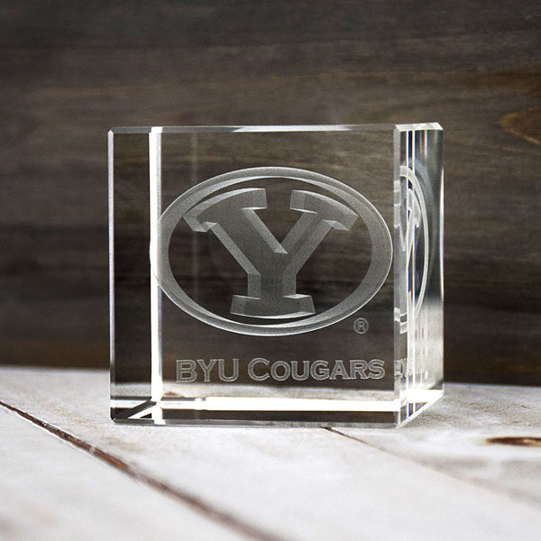Fan Frenzy Gifts BYU Cougars Officially Licensed Laser Engraved Crystal Cube