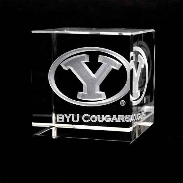 Fan Frenzy Gifts BYU Cougars Officially Licensed Laser Engraved Crystal Cube