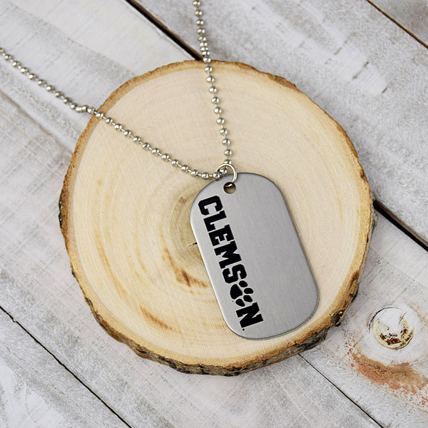Fan Frenzy Gifts Clemson Tigers Officially Licensed Script Dogtag on Ball Chain