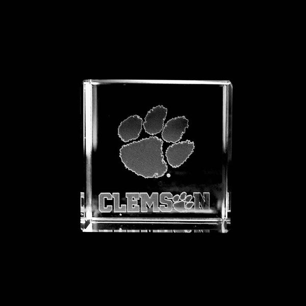 Fan Frenzy Gifts Clemson Tigers Officially Licensed Paw Laser Engraved Crystal Cube