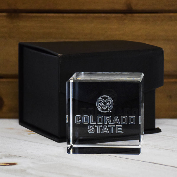 Fan Frenzy Gifts Colorado State Rams Officially License Academic Logo Laser Engraved Crystal Cube