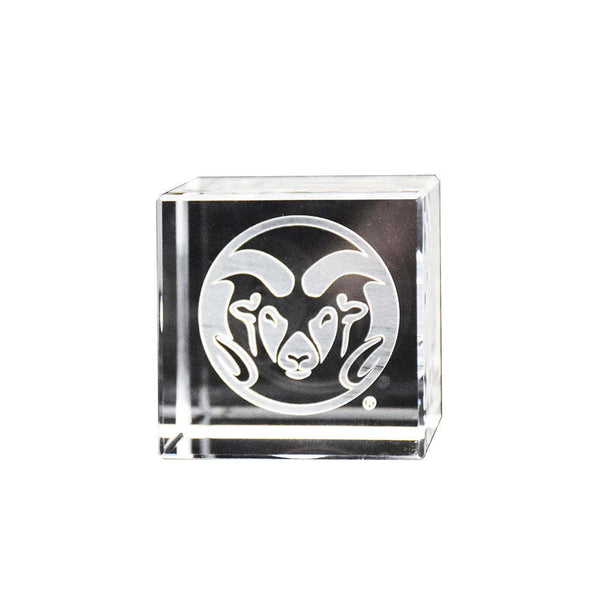 Fan Frenzy Gifts Colorado State Rams Officially Licensed Ram Logo Laser Engraved Crystal Cube