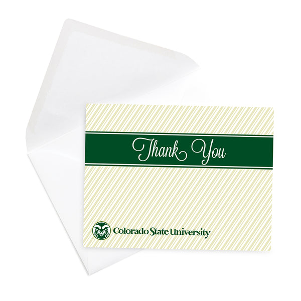 Fan Frenzy Gifts Colorado State Rams Officially Licensed Green Script Ram Thank You Card 10-pack