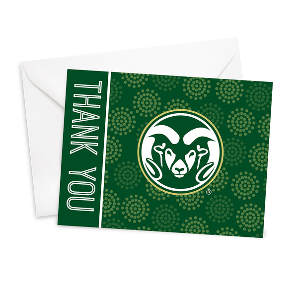 Fan Frenzy Gifts Colorado State Rams Officially Licensed Green Inline Thank You Card 10-pack