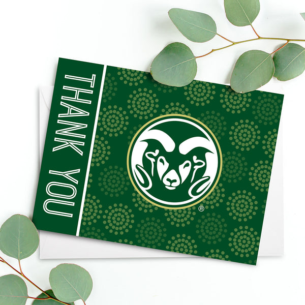 Fan Frenzy Gifts Colorado State Rams Officially Licensed Green Inline Thank You Card 10-pack