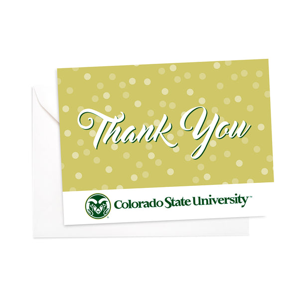 Fan Frenzy Gifts Colorado State Rams Officially Licensed Gold Ram Thank You Card 10-pack