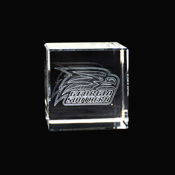 Fan Frenzy Gifts Georgia Southern Eagles Officially Licensed Logo Laser Engraved Crystal Cube