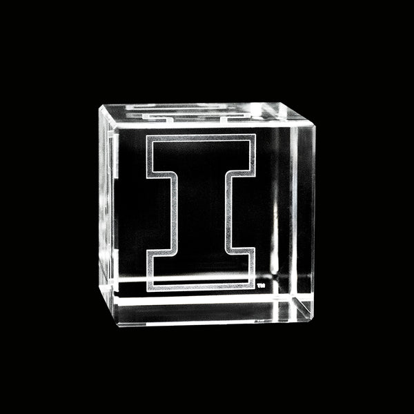 Fan Frenzy Gifts Illinois Fighting Illini Officially Licensed Laser Engraved Crystal Cube