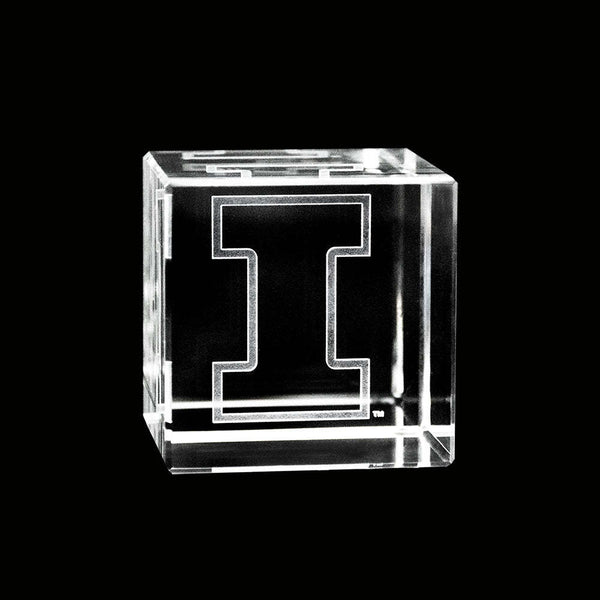 Fan Frenzy Gifts Illinois Fighting Illini Officially Licensed Laser Engraved Crystal Cube