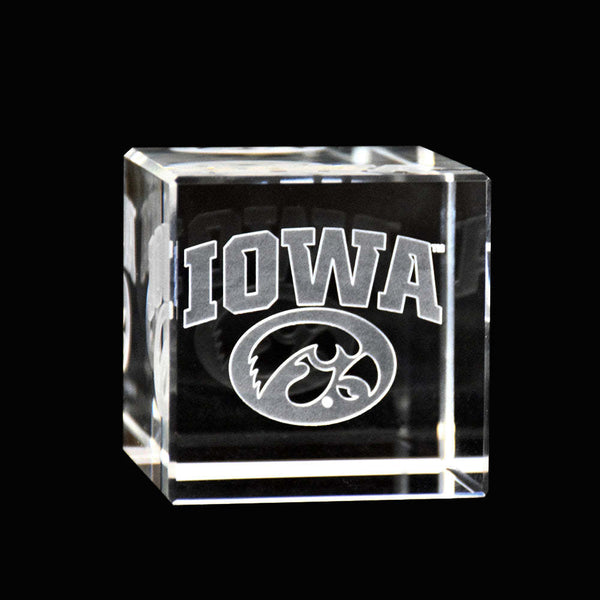 Fan Frenzy Gifts Iowa Hawkeyes Licensed Laser Engraved Hawkeye Crystal Cube