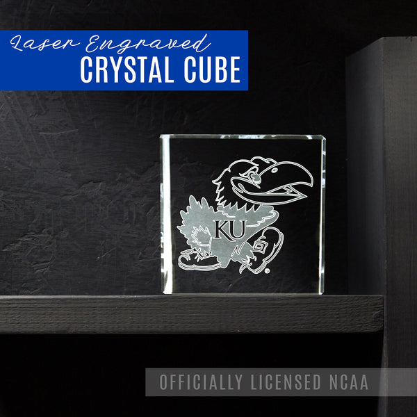 Fan Frenzy Gifts Kansas Jayhawks Officially Licensed Laser Engraved Crystal Cube