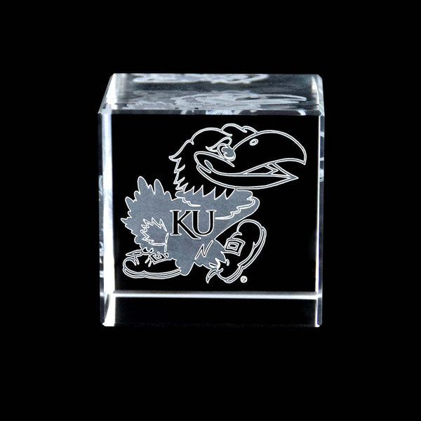 Fan Frenzy Gifts Kansas Jayhawks Officially Licensed Laser Engraved Crystal Cube