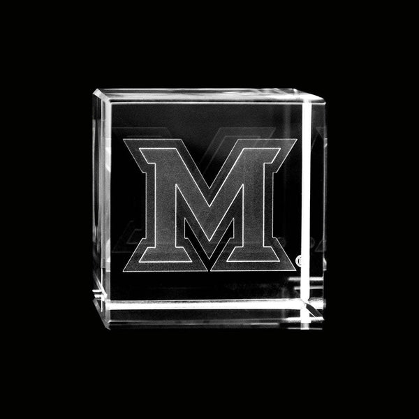 Fan Frenzy Gifts Miami Ohio Redhawks Officially Licensed Laser Engraved Crystal Cube