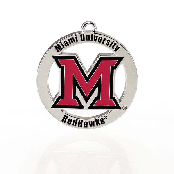 Fan Frenzy Gifts Miami Ohio Redhawks Officially Licensed Laser Silver Ornament