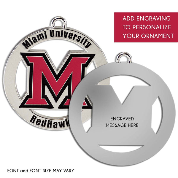 Fan Frenzy Gifts Miami Ohio Redhawks Officially Licensed Laser Silver Ornament