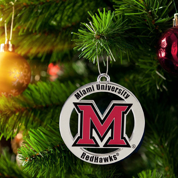 Fan Frenzy Gifts Miami Ohio Redhawks Officially Licensed Laser Silver Ornament