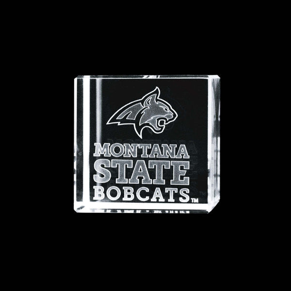 Fan Frenzy Gifts Montana State Bobcats Officially Licensed Laser Engraved Crystal Cube