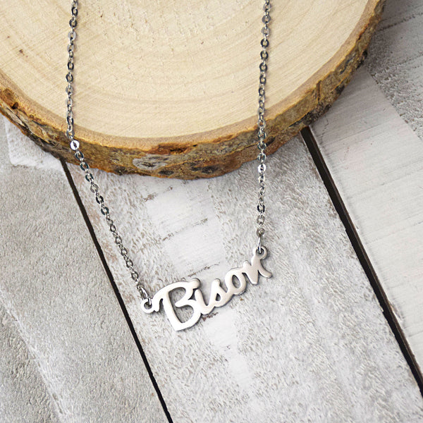 Fan Frenzy Gifts North Dakota State Bison Officially Licensed Bison Script Necklace