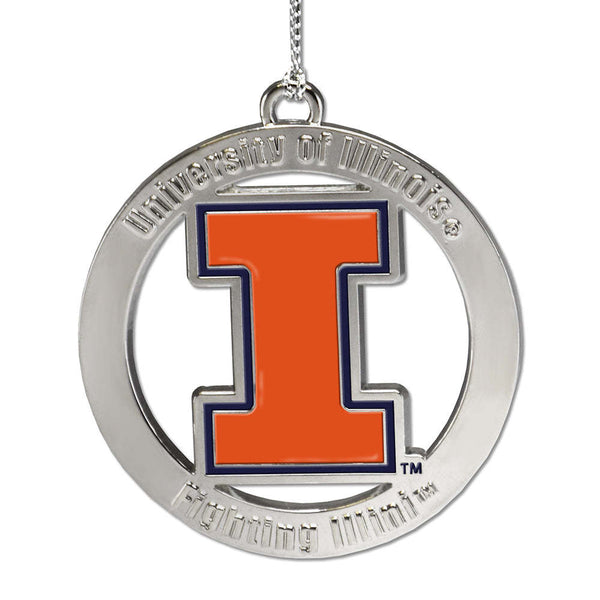 Fan Frenzy Gifts Illinois Fighting Illini Officially Licensed Silver Ornament