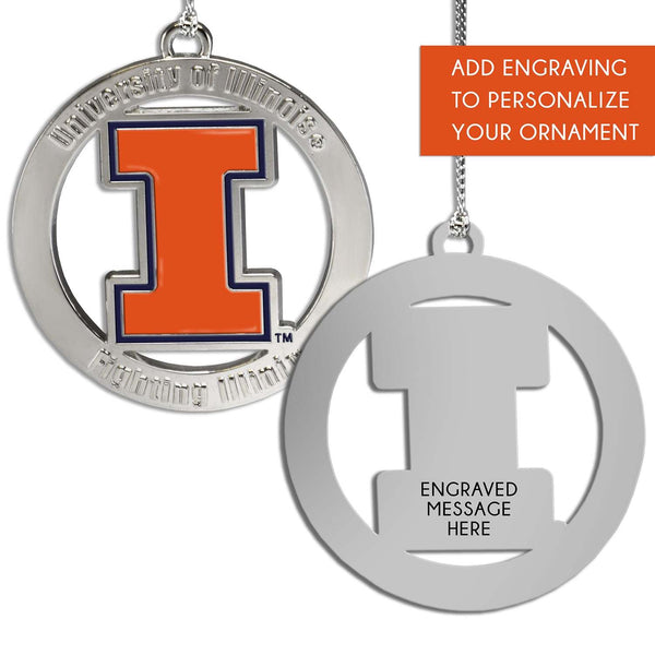 Fan Frenzy Gifts Illinois Fighting Illini Officially Licensed Silver Ornament