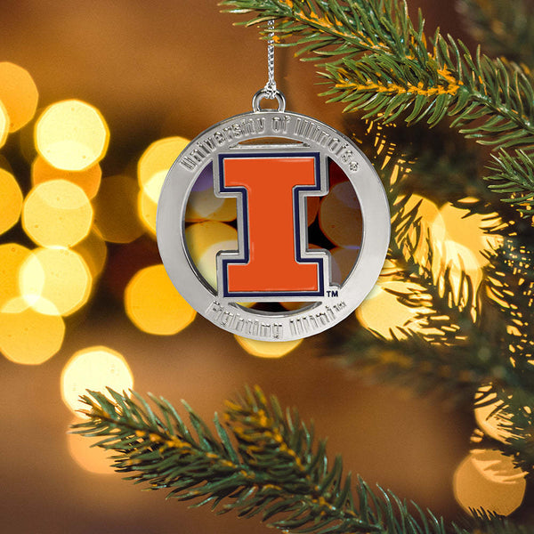 Fan Frenzy Gifts Illinois Fighting Illini Officially Licensed Silver Ornament