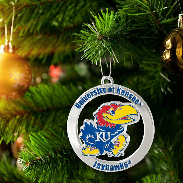 Fan Frenzy Gifts Kansas Jayhawks Officially Licensed Silver Ornament