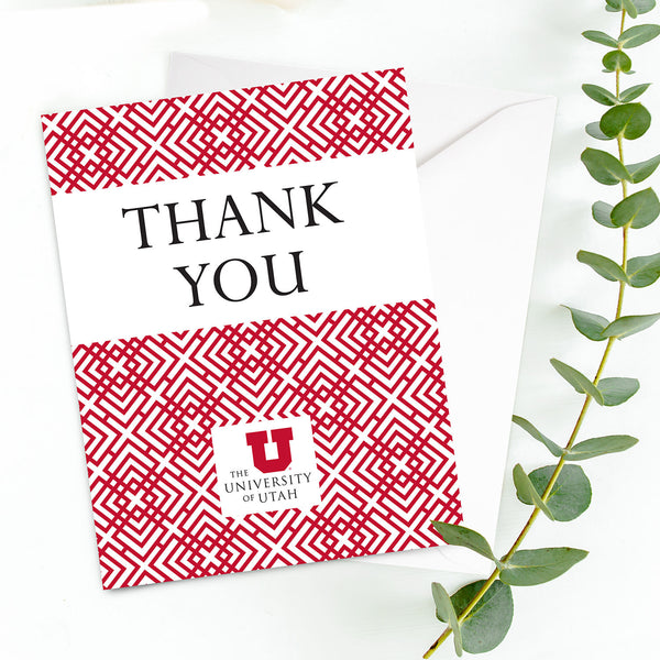Fan Frenzy Gifts Utah Utes Officially Licensed Geometric Thank You Card 10-pack