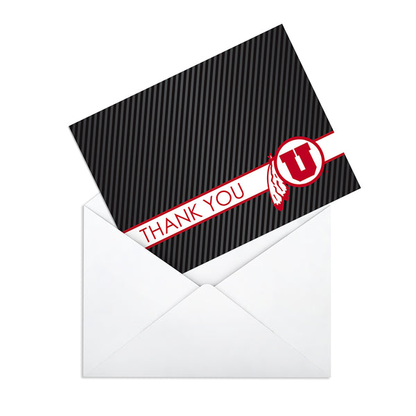 Fan Frenzy Gifts Utah Utes Officially Licensed Drum and Feather Thank You Card 10-pack