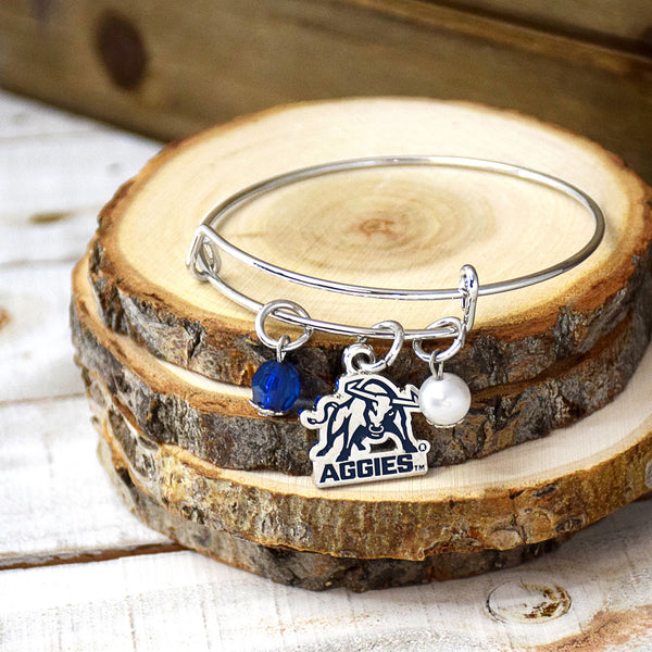 Fan Frenzy Gifts Utah State Aggies Officially Licensed Aggie Charm Bangle Bracelet