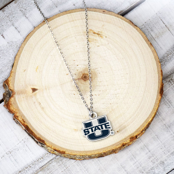 Fan Frenzy Gifts Utah State Aggies Officially Licensed U-State Silver Necklace