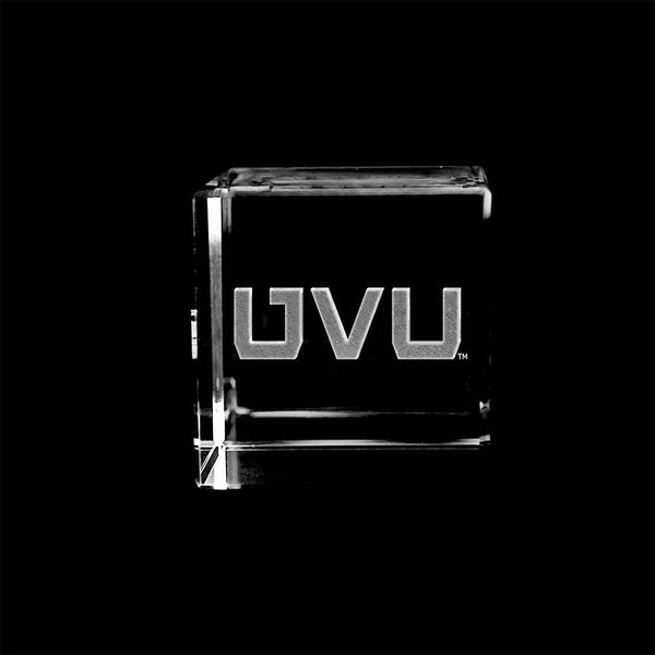Fan Frenzy Gifts Utah Valley Wolverines Officially Licensed UVU Laser Engraved Crystal Cube