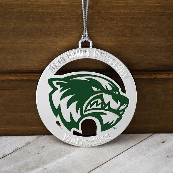 Fan Frenzy Gifts Utah Valley Wolverines UVU Officially Licensed Silver Ornament