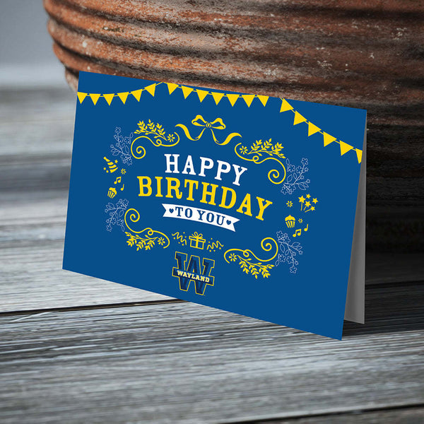 Fan Frenzy Gifts Wayland Baptist Officially Licensed Blue Birthday Card