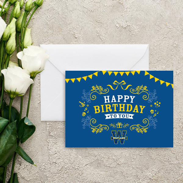 Fan Frenzy Gifts Wayland Baptist Officially Licensed Blue Birthday Card
