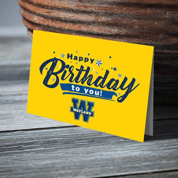 Fan Frenzy Gifts Wayland Baptist Officially Licensed Yellow Birthday Card