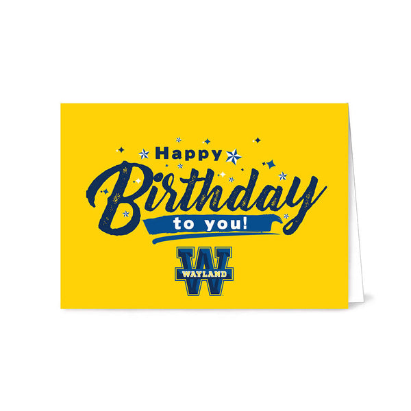 Fan Frenzy Gifts Wayland Baptist Officially Licensed Yellow Birthday Card