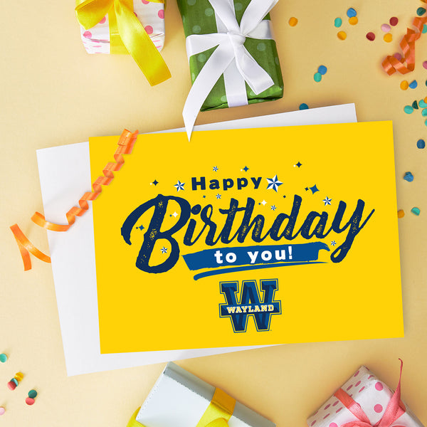 Fan Frenzy Gifts Wayland Baptist Officially Licensed Yellow Birthday Card