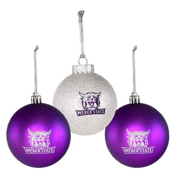 Fan Frenzy Gifts Weber State Wildcats Officially Licensed Bulb Ornament 3 Pack