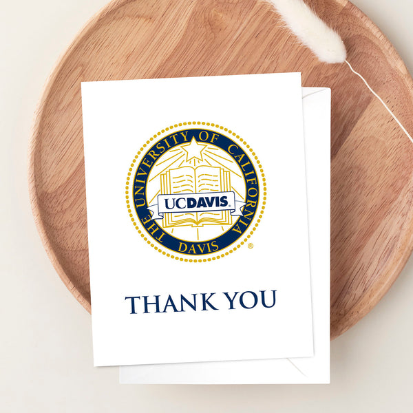 Fan Frenzy Gifts UC Davis Aggies Officially Licensed Crest White Thank You Card 10-pack